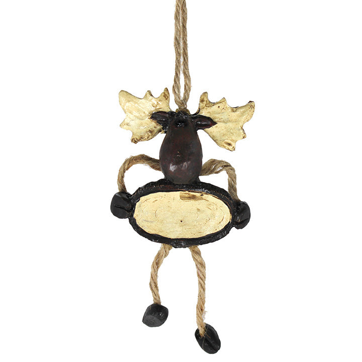 bert anderson moose ornament with customizable plaque facing forward
