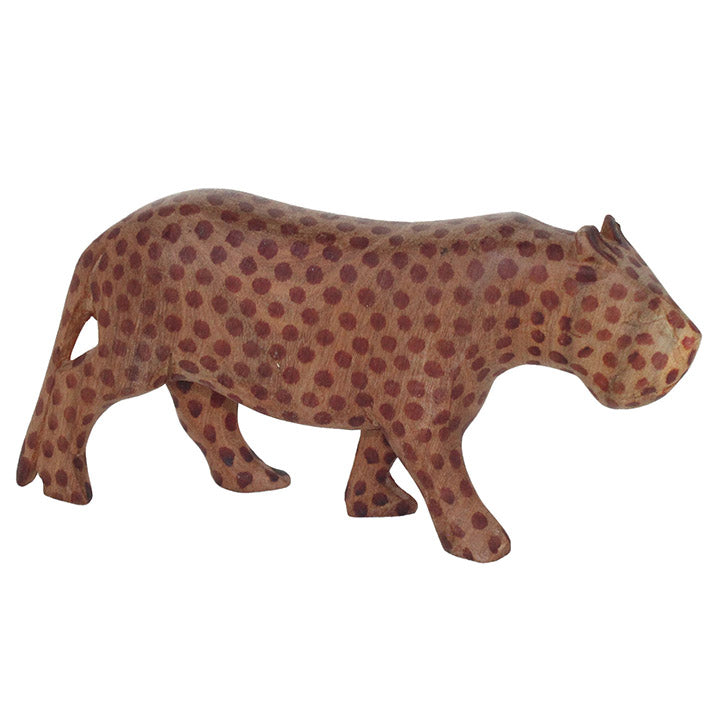 hand carved wood leopard figurine African decor