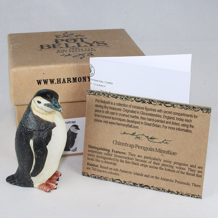 harmony ball kingdom chinstrap penguin pot bellys with box and trading card