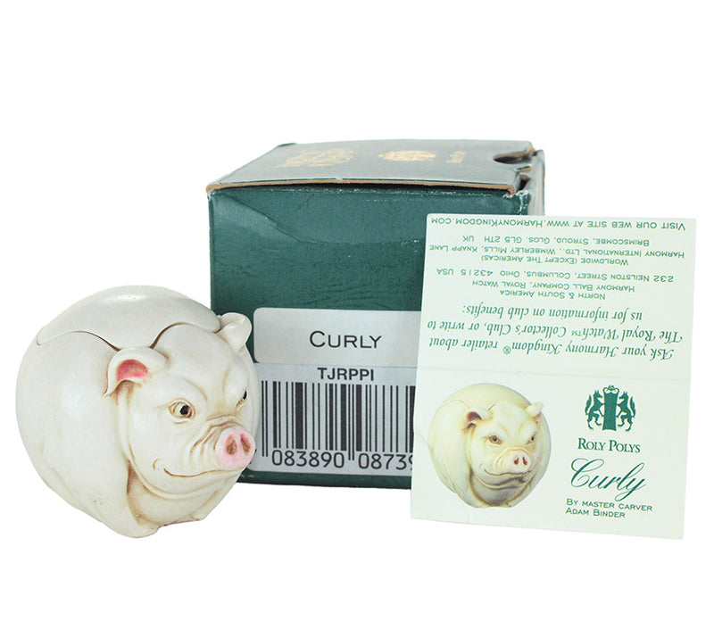 harmony kingdom adam binder curly pig roly polys with box and tent card