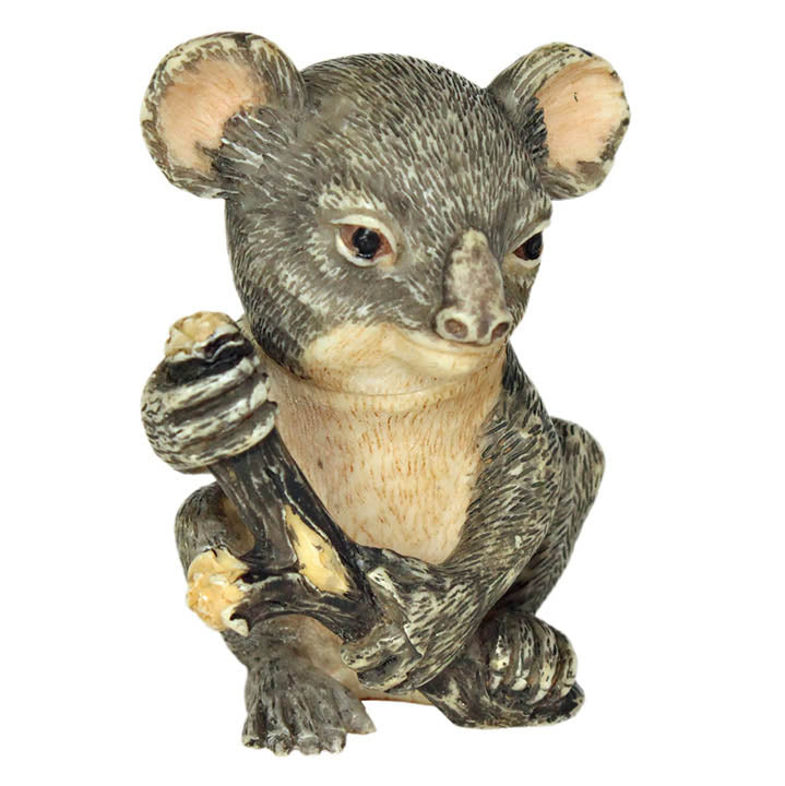harmony ball kingdom fuzzy koala pot belly box figurine - front view
