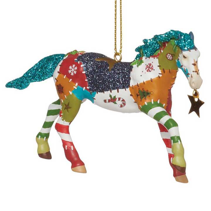 trail of painted ponies holiday patchwork horse ornament
