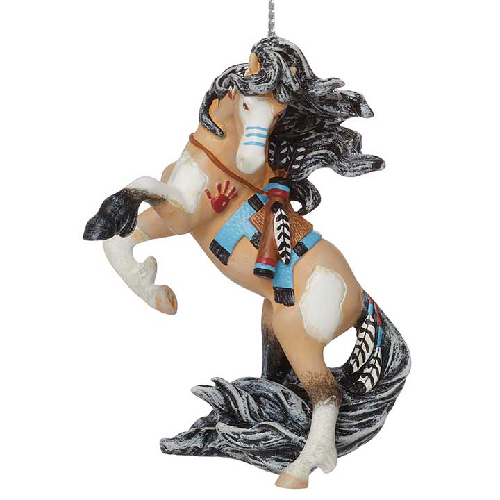 trail of painted ponies 2023 Lakota rearing horse ornament, left side view