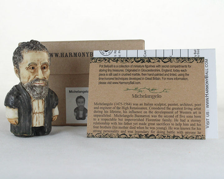 harmony ball michelangelo historical pot belly with box, information card, registration card