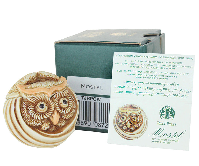 harmony kingdom adam binder mostel owl roly polys with box and tent card