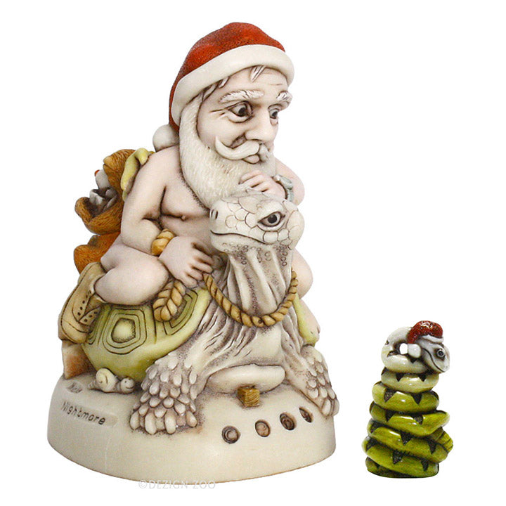 Harmony Kingdom Nick's Nightmare treasure jest with green ombre snake in santa hat pendant