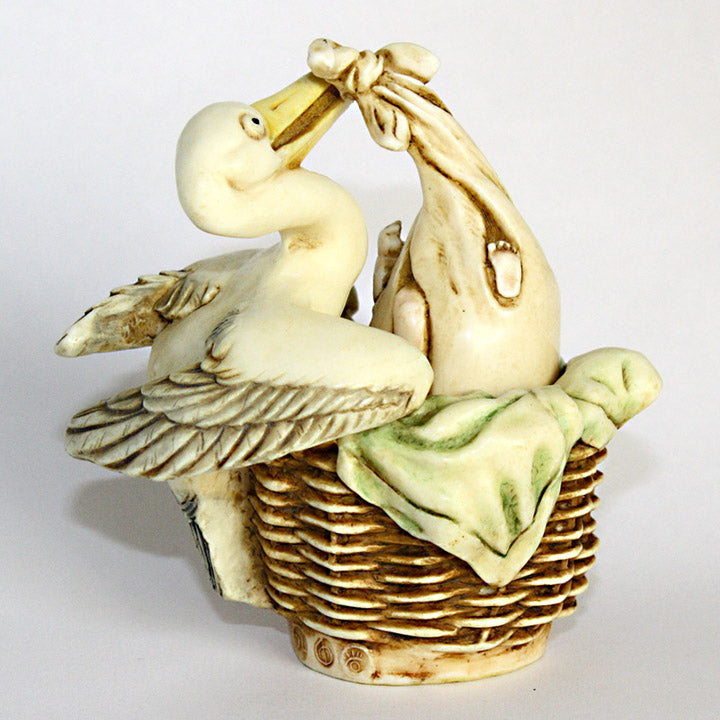 harmony kingdom special delivery stork and baby treasure jest right side view