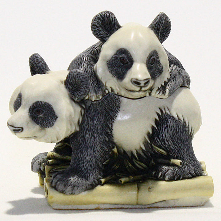 Harmony Kingdom Survivor Panda pair box figurine, right side view