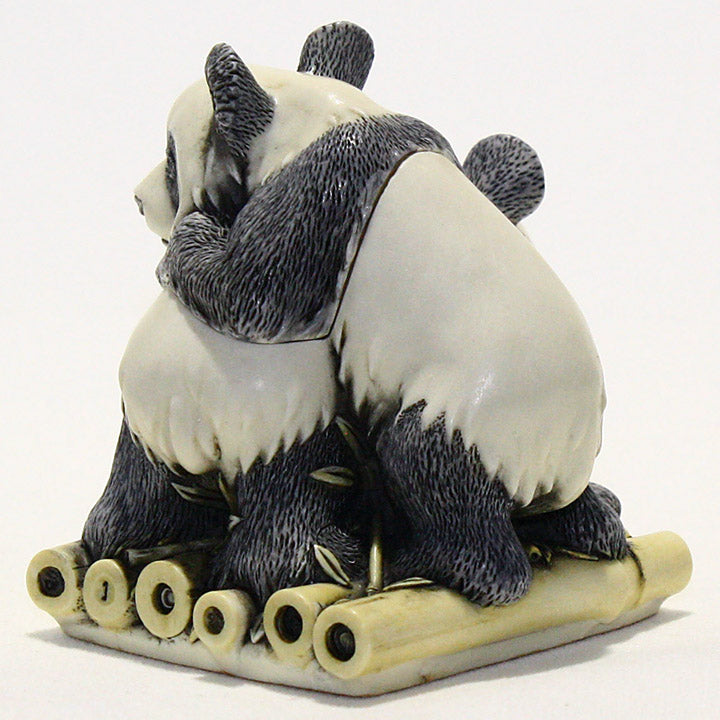 Harmony Kingdom Survivor Panda pair box figurine, back view with hallmarks