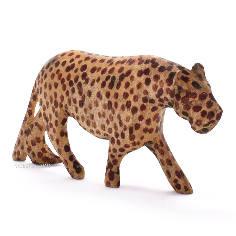 carved wood spotted leopard figurine