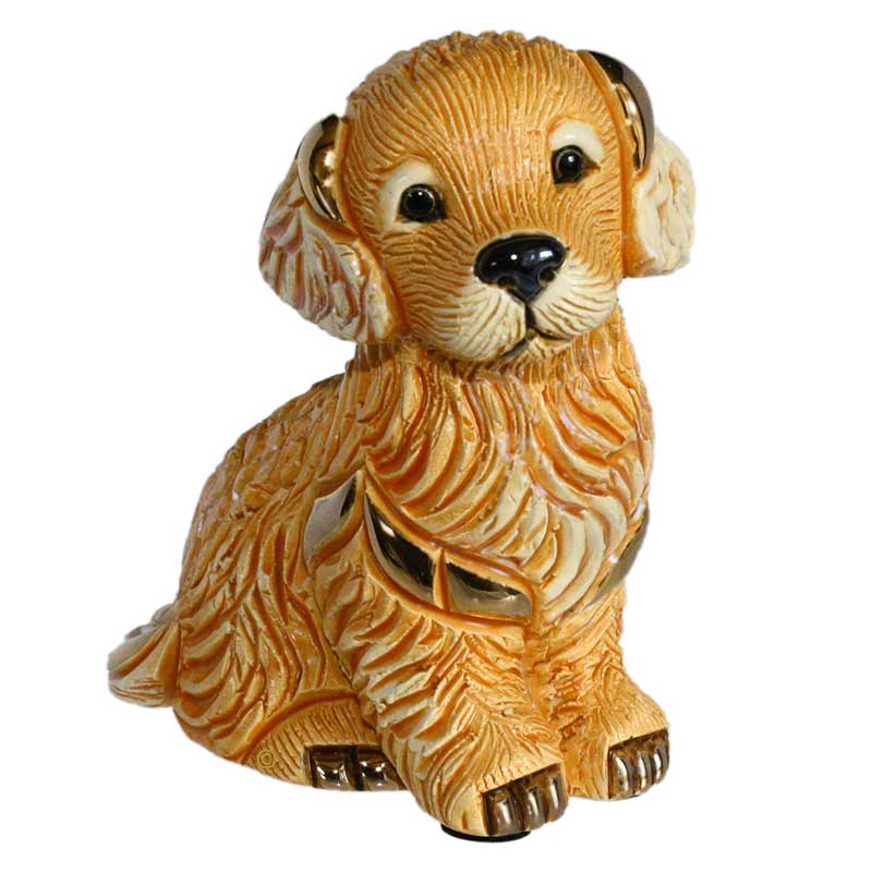 de rosa ceramic golden retriver puppy dog figurine