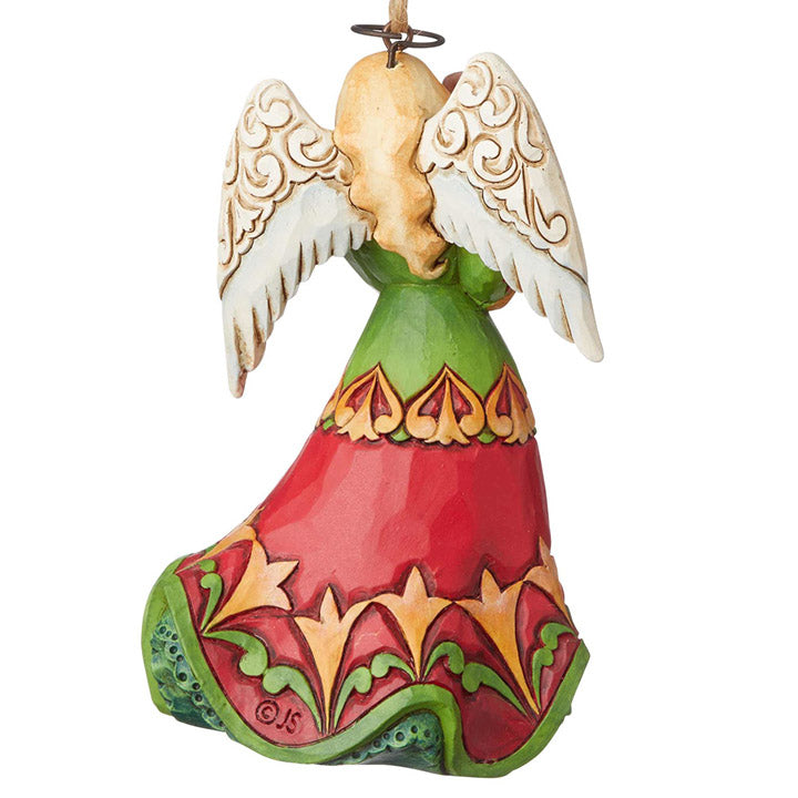 jim shore angel with puppy ornament back view