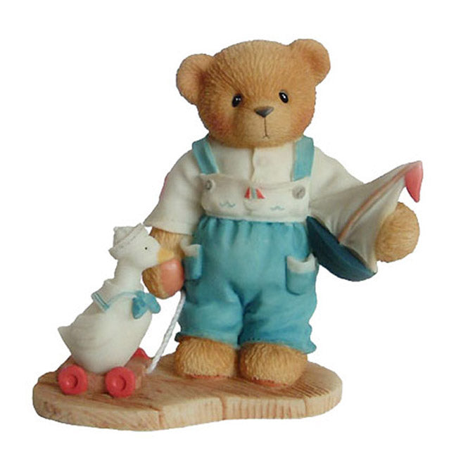 cherished teddies Alex bear with duck and boat 1999 exclusive tour figurine