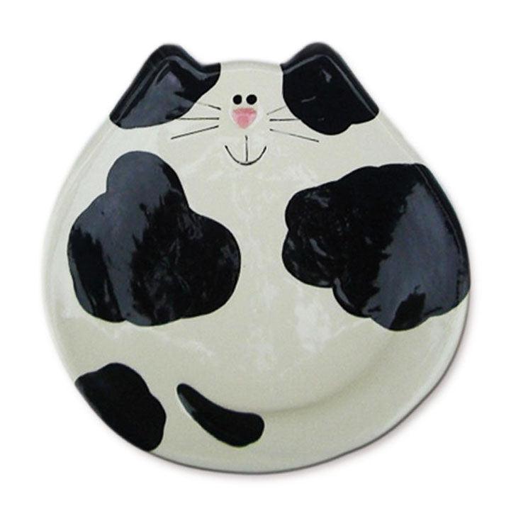 ceramic black and white cat spoon rest dish
