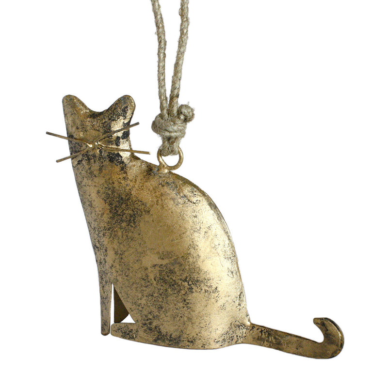 metal sitting cat figurine ornament view 2