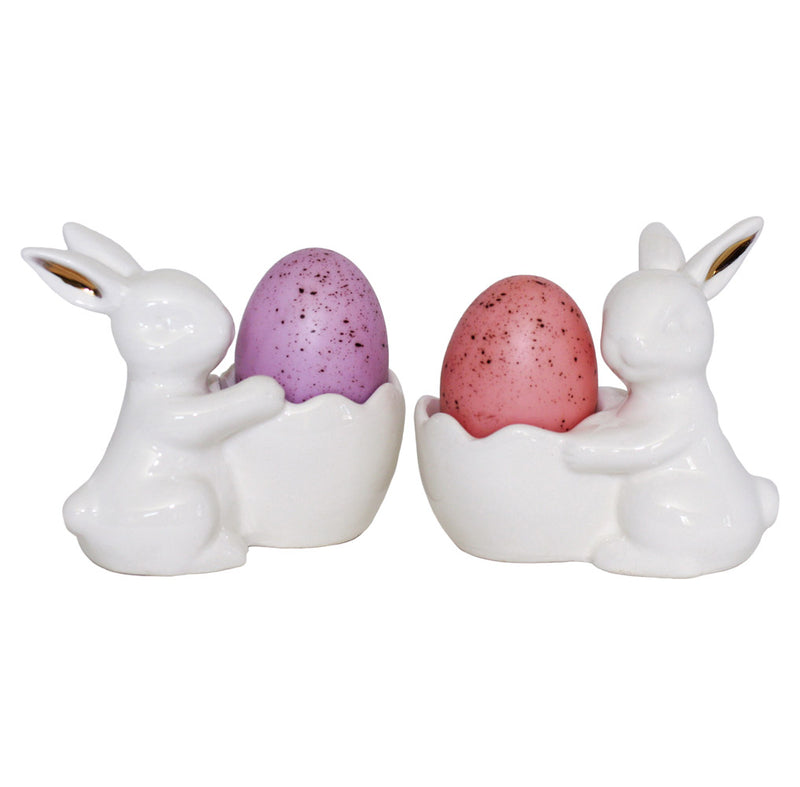 white dolomite ceramic bunny egg cups