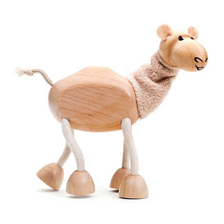 anamalz wood and cloth camel figurine, pretend play interactive toy - right side view