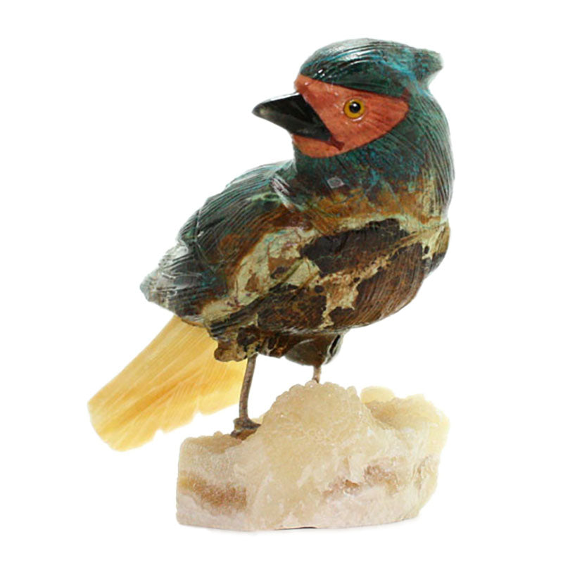 carved gemstone cardinal bird