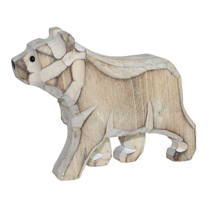 carved wood bear figurine facing left
