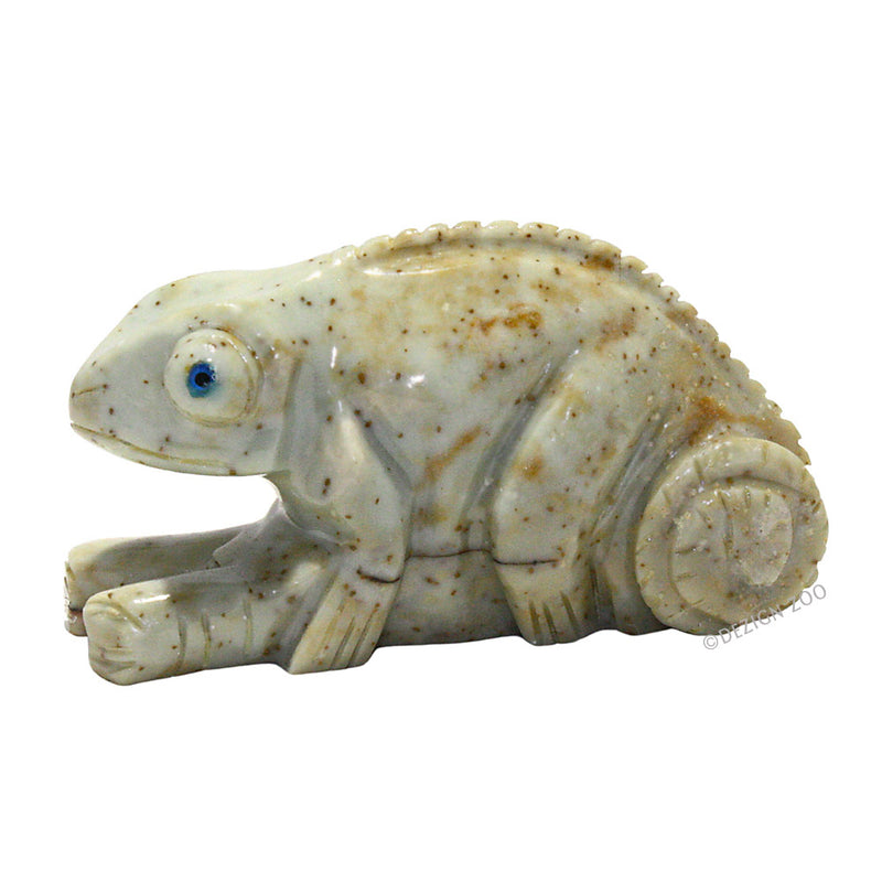 carved soapstone chameleon left side view