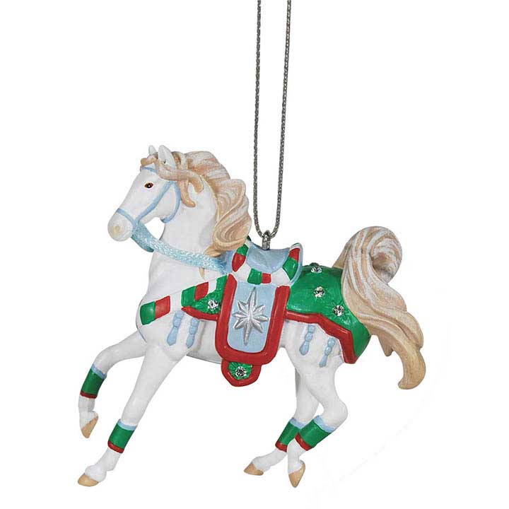 trail of painted ponies christmas crystals ornament - facing left showing hanging cord