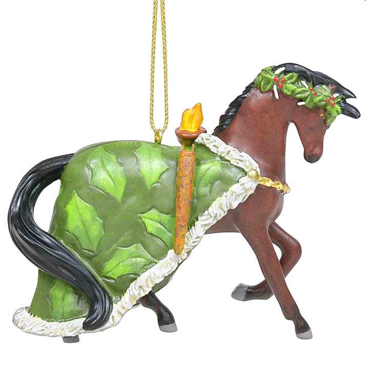 trail of painted ponies spirit of christmas present horse ornament, close up right side view