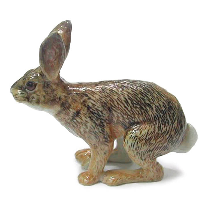 miniature porcelain cottontail rabbit standing facing left wildlife animal figurine left side view
