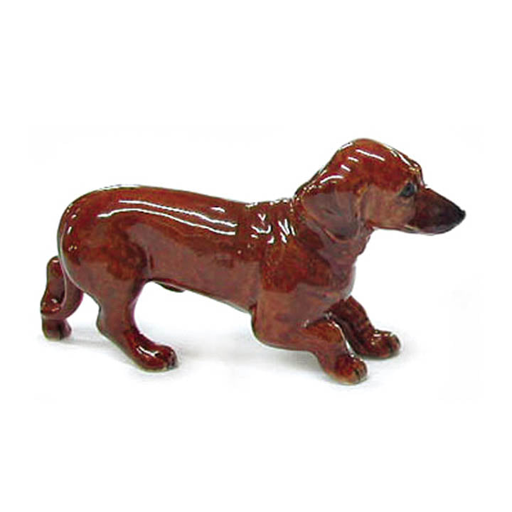 miniature porcelain dachshund puppy dog figurine right side view
