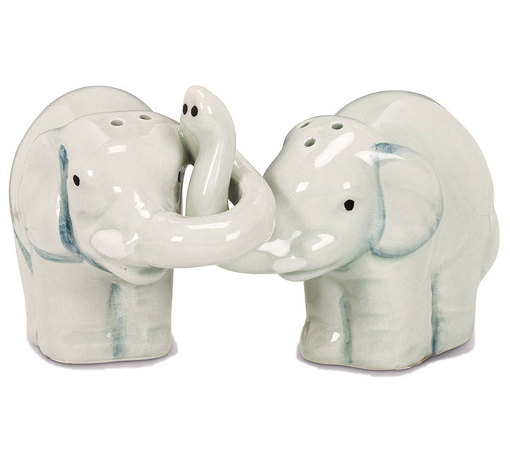 Ceramic Interlocking Elephant Salt & Pepper Shakers