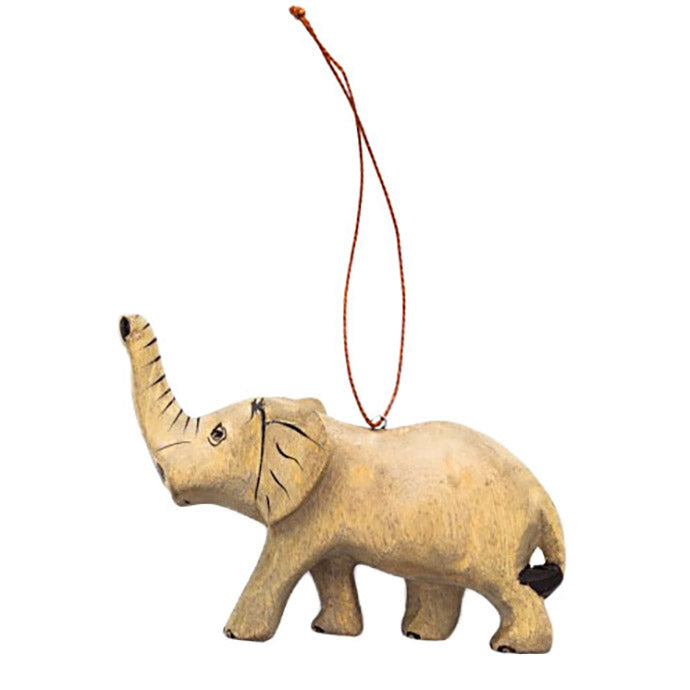 african carved wood elephant ornament