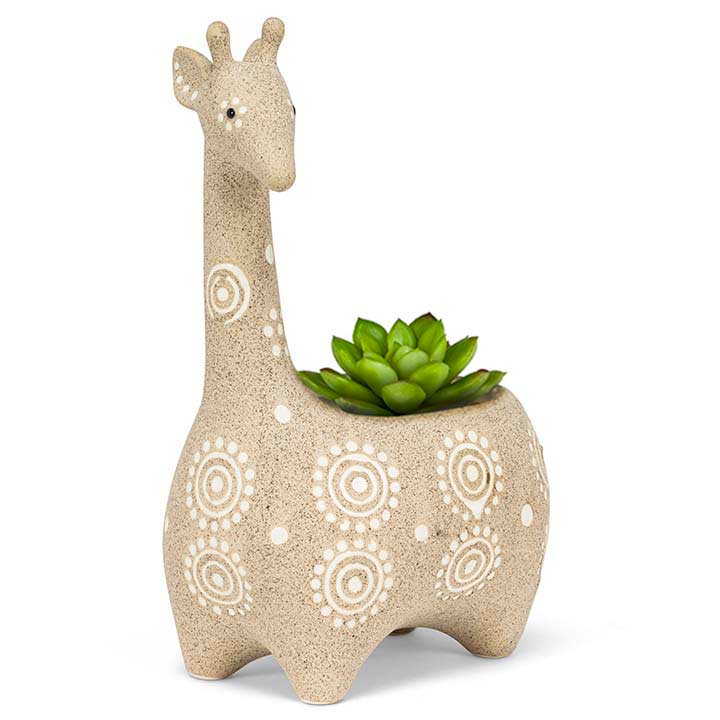 ceramic giraffe planter, pot with succulent