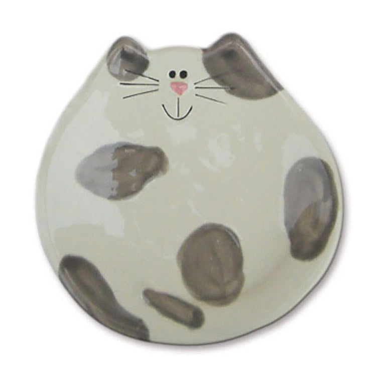 ceramic gray spotted cat spoon rest dish