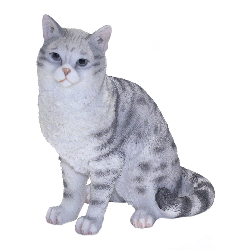 gray american shorthair tabby cat figurine