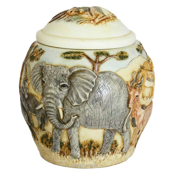 harmony ball / kingdom hakuna matata jardina lidded cachepot jar showing elephant