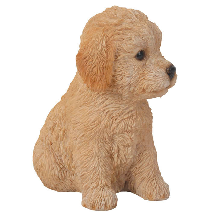 realistic sitting labradoodle puppy figurine right side view