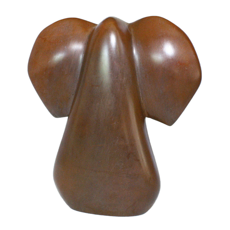 brown soapstone abstract elephant back view slightly turned to the left