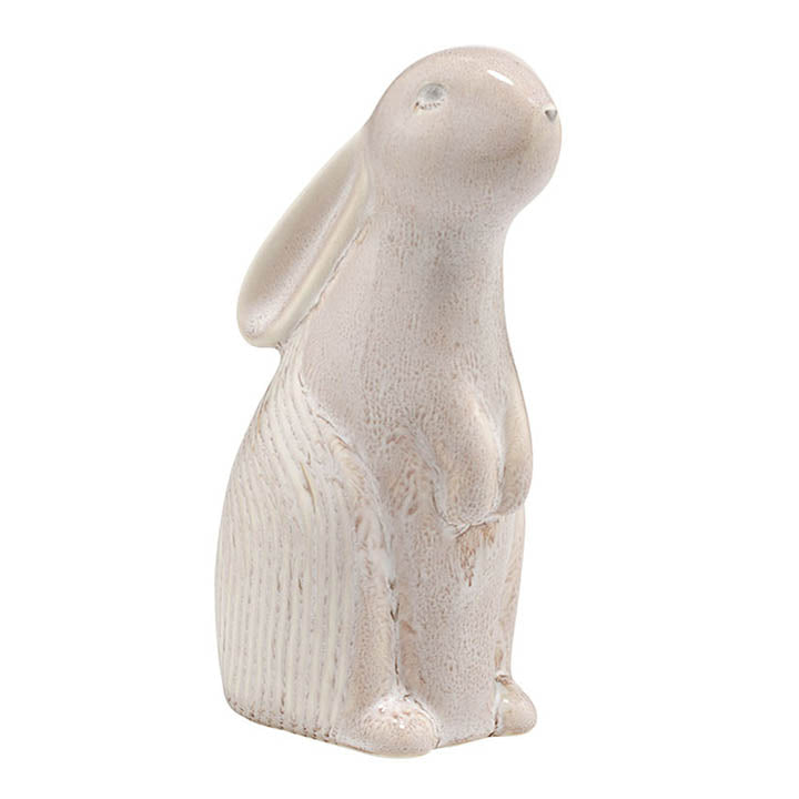 department 56 porcelain sitting rabbit with front legs up figurine with antique white glazed finish