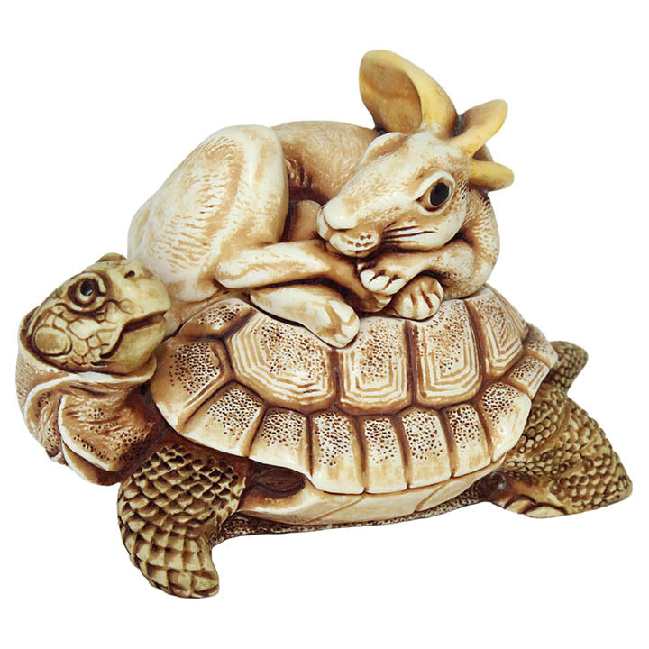 harmony kingdom opposites attract tortoise and hare treasure jest front view