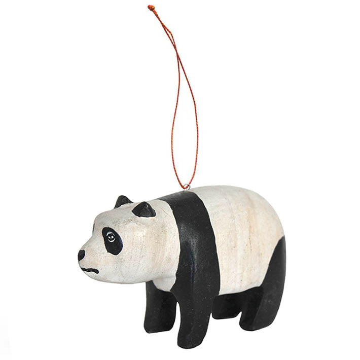 carved wood panda ornament