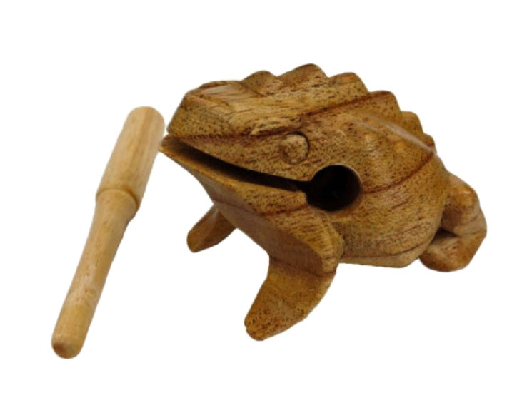 hand carved wood percussion frog pieces