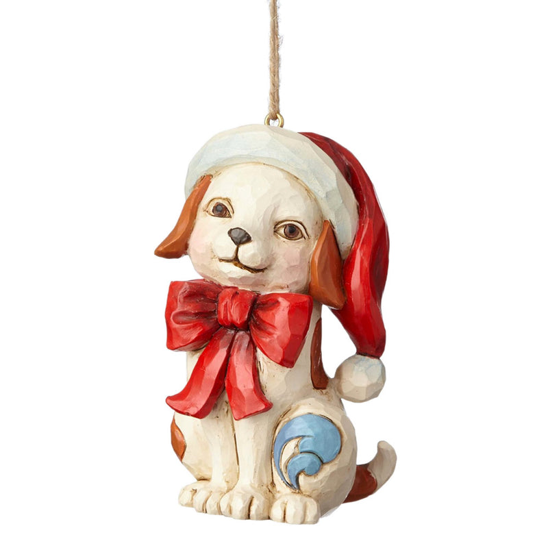 jim shore puppy in red bow ornament