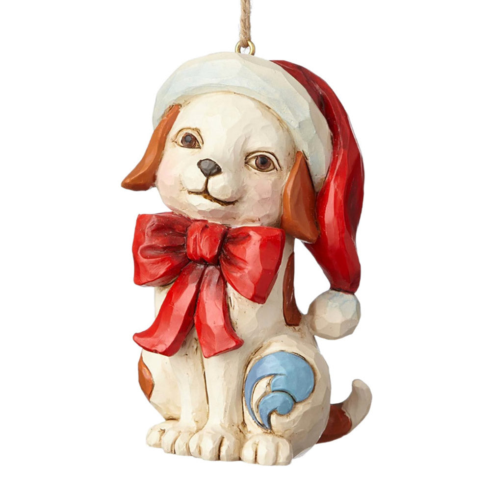 jim shore puppy in santa hat ornament