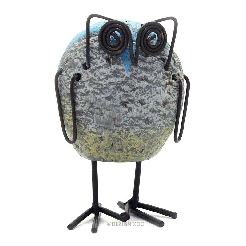 resin rock and metal owl figurine
