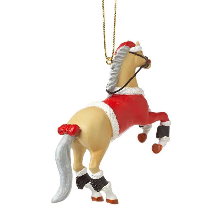 trail of painted ponies santa pony ornament - right side, rear view with cord