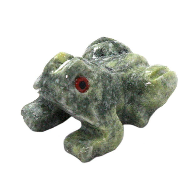 miniature serpentine stone frog left side view