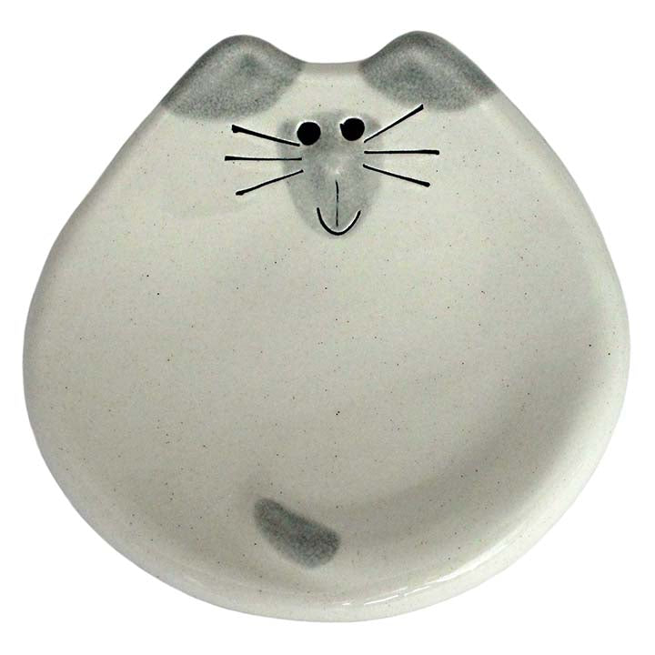 handmade 3" ceramic siamese cat tea bag holder spoon rest