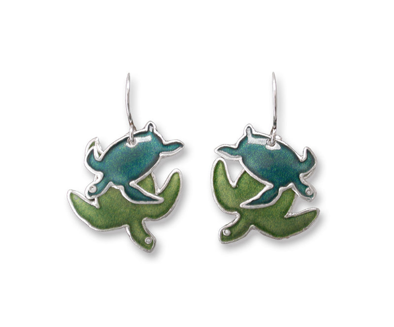 enameled sterling silver sea turtle earrings
