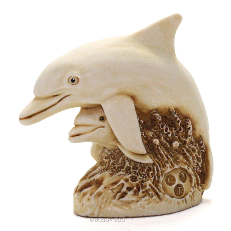 harmony kingdom squee dolphin and calf netsuke left side view