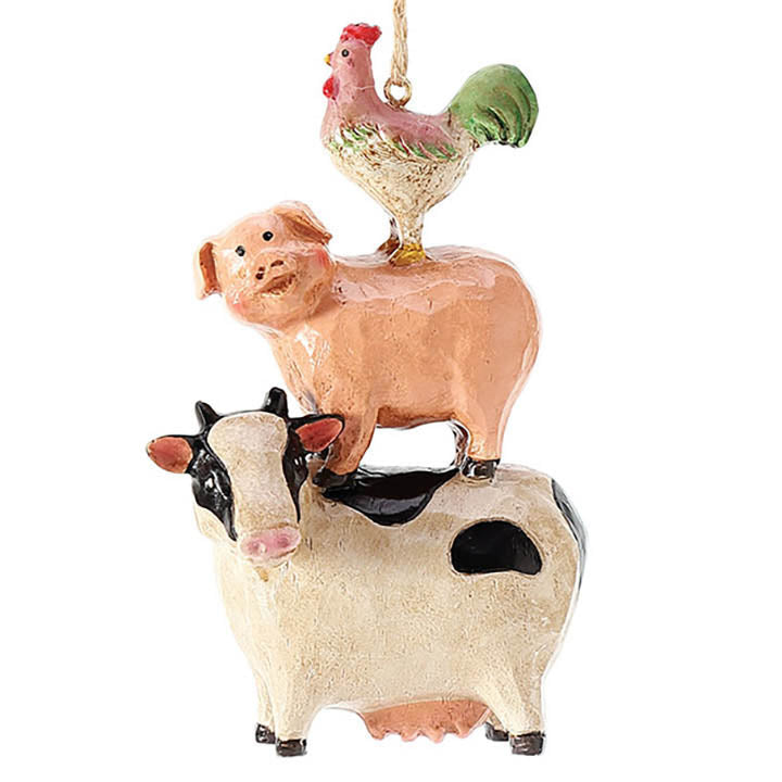 department 56 stacked farm animals ornament
