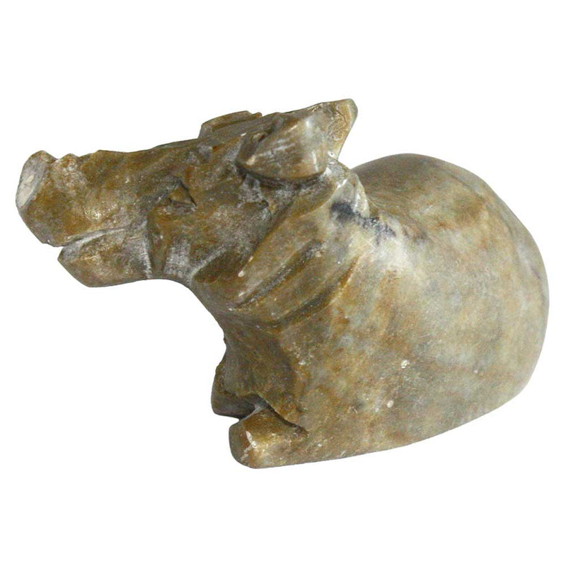 tan soapstone hippo figurine left side view
